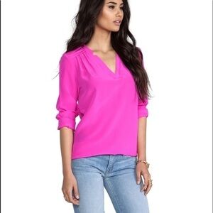 Amanda Uprichard Simon blouse hot pink silk​​​​​​​​